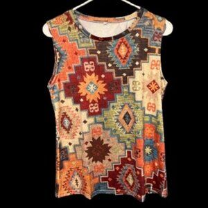 Western Print Tank Top Women's Size Small